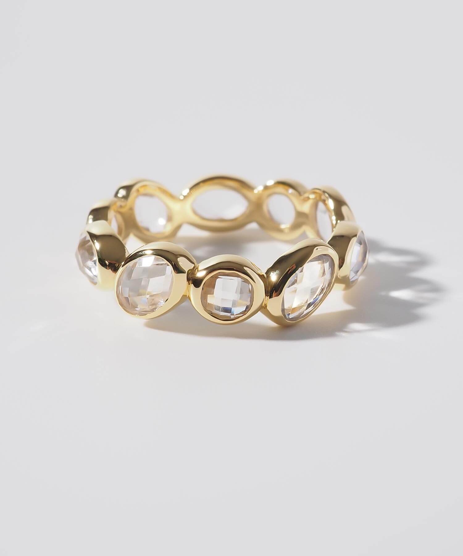 18K Gold Plated Sterling Silver White Quartz Eternity Gemstone Ring | ANTHEIA CRYSTA