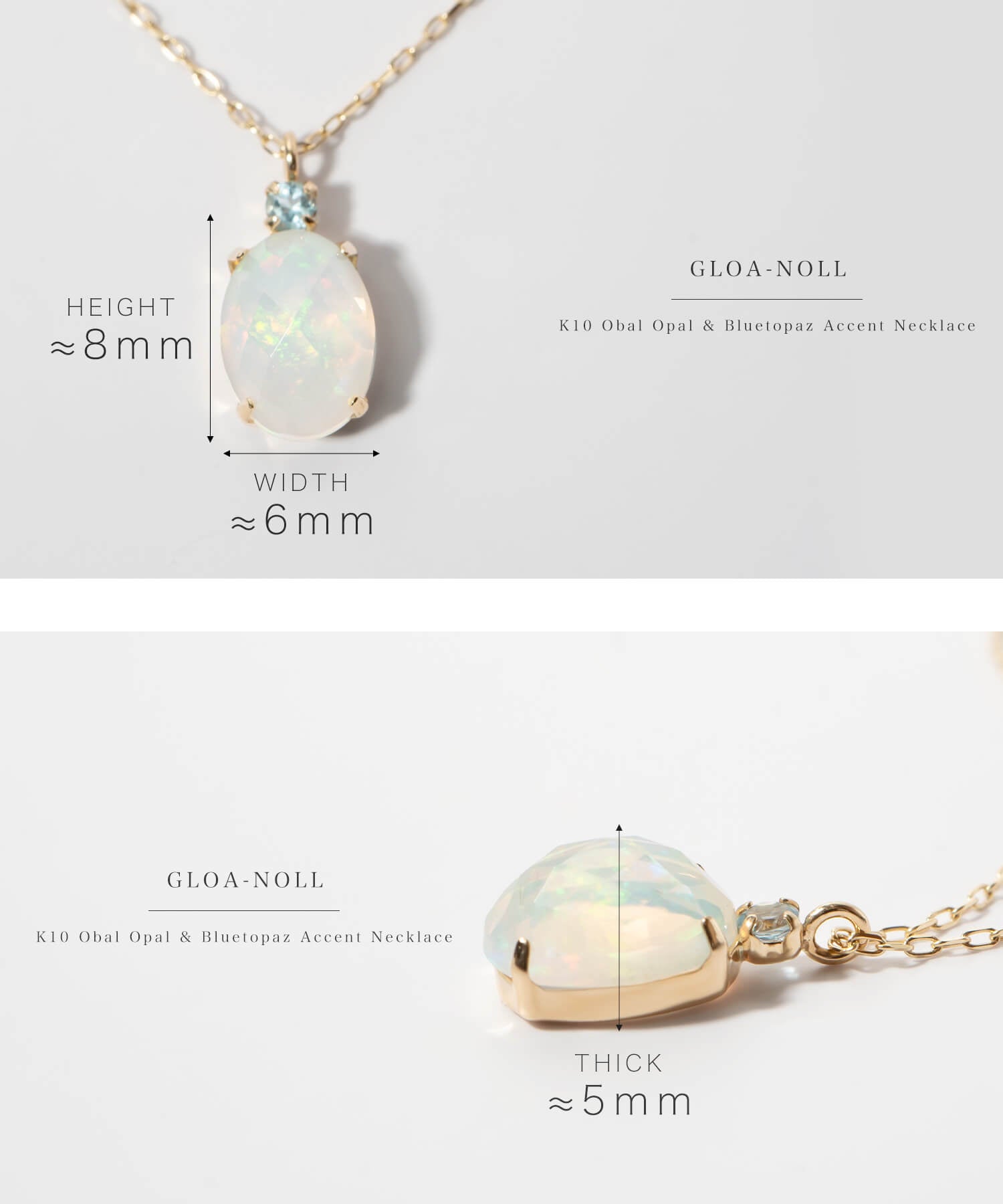 10K Gold Obal Opal & Bluetopaz Accent Necklace | GLOA-NOLL