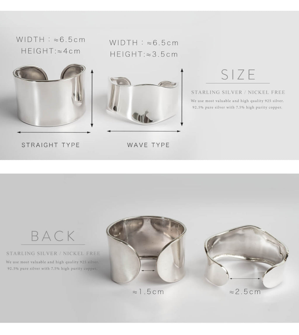 925 Sterling Silver Wide Bangle | KARPOS