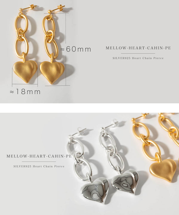 Heart chain Earrings | MELLOW HEART CHAIN PIERCE