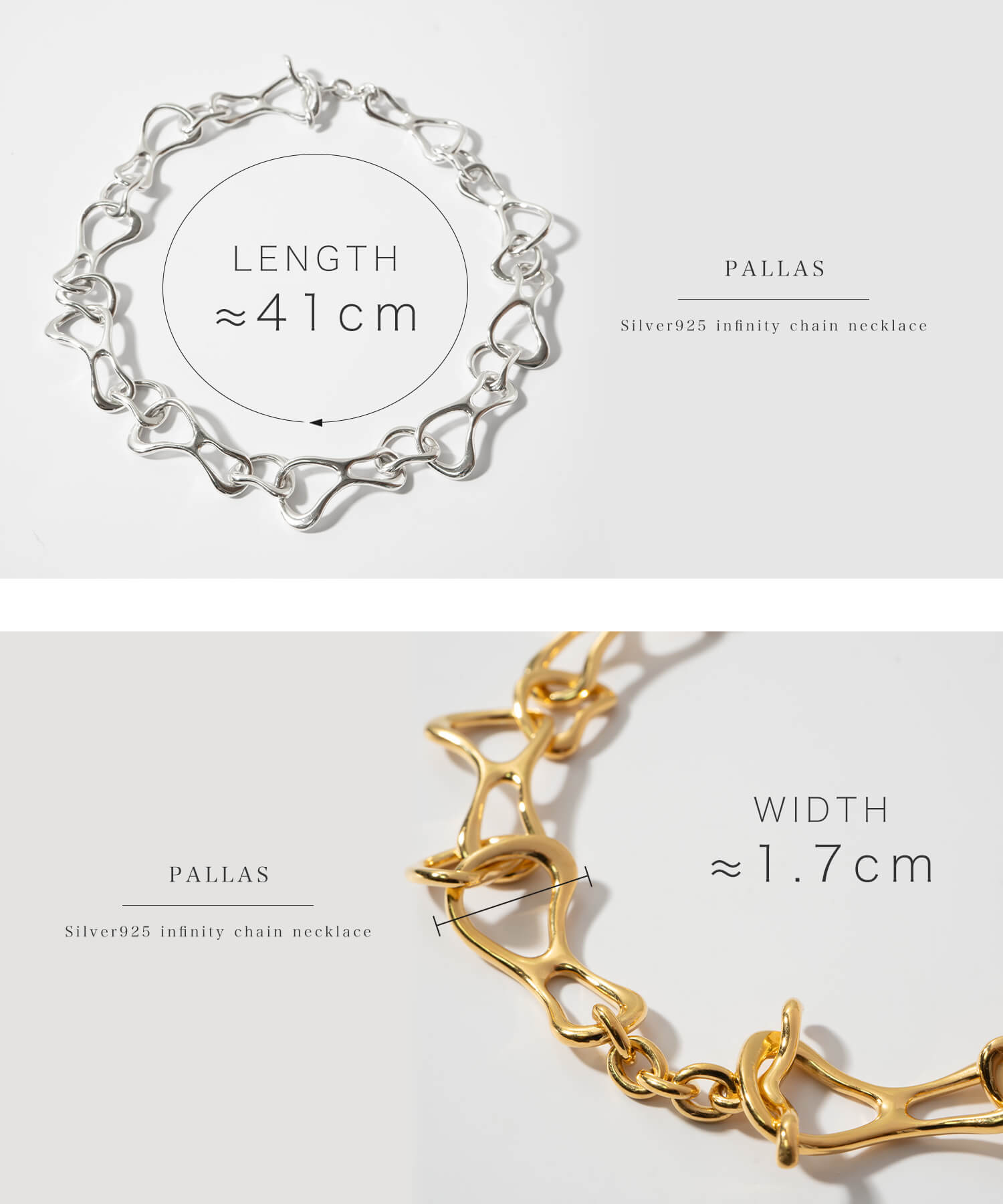 18K Gold Plated Sterling Silver Infinity Chain Necklace | PALLAS