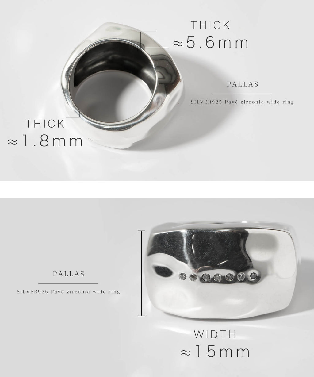 925 Sterling Silver Pavé Cubic Zirconia Wide Ring | PALLAS