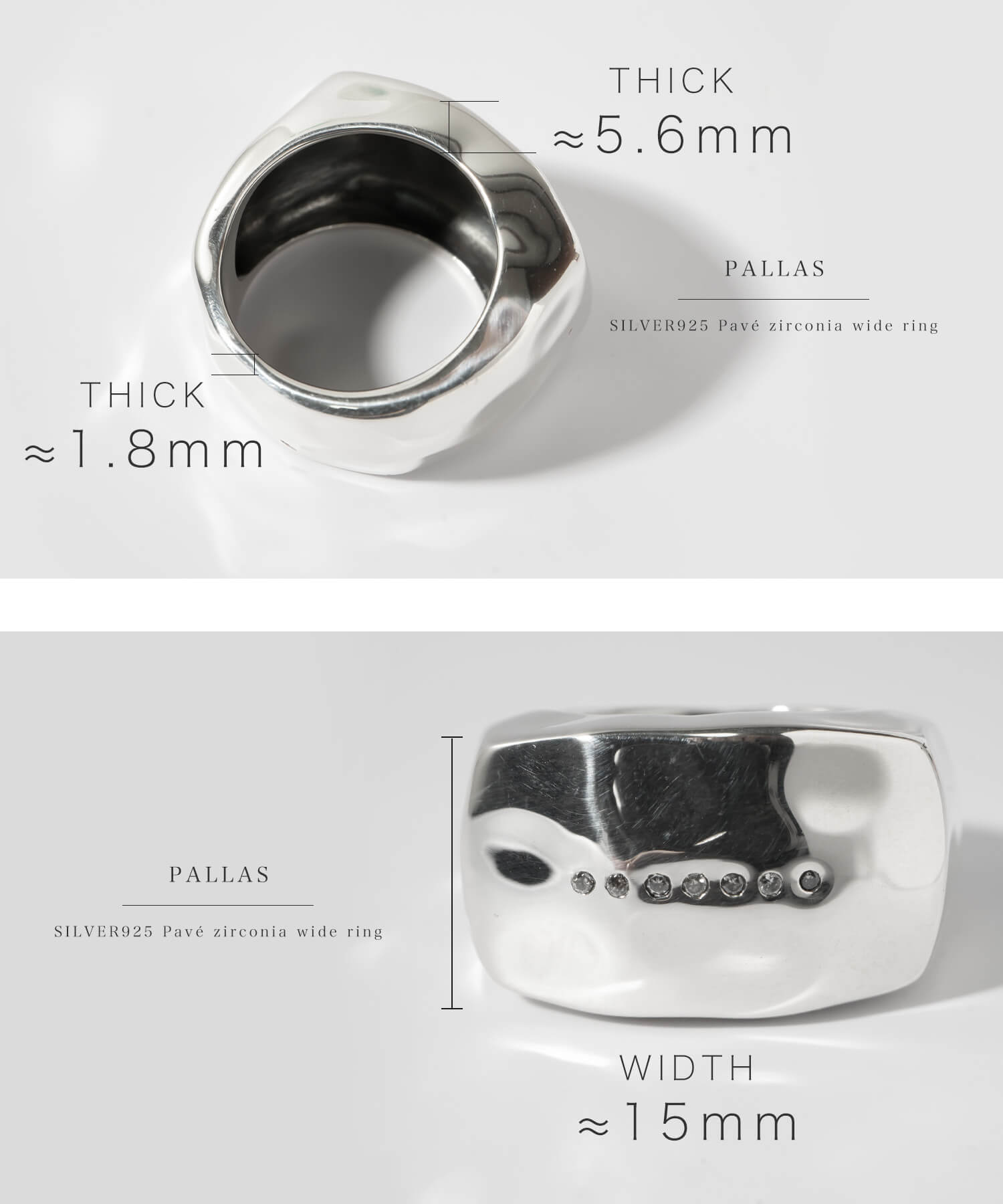 925 Sterling Silver Pavé Cubic Zirconia Wide Ring | PALLAS