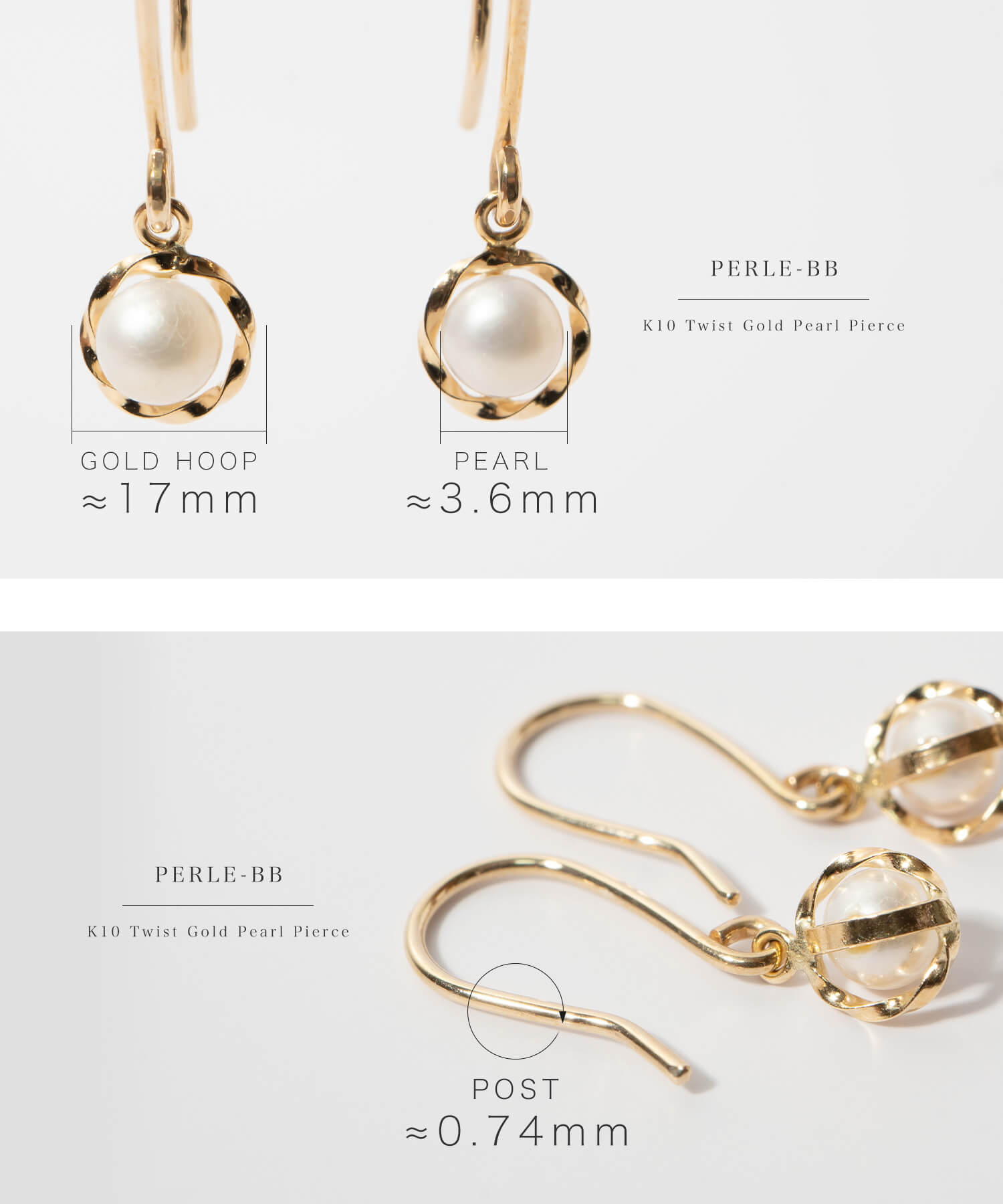 Twist Gold Pearl Earrings | PERLE-BB-PE