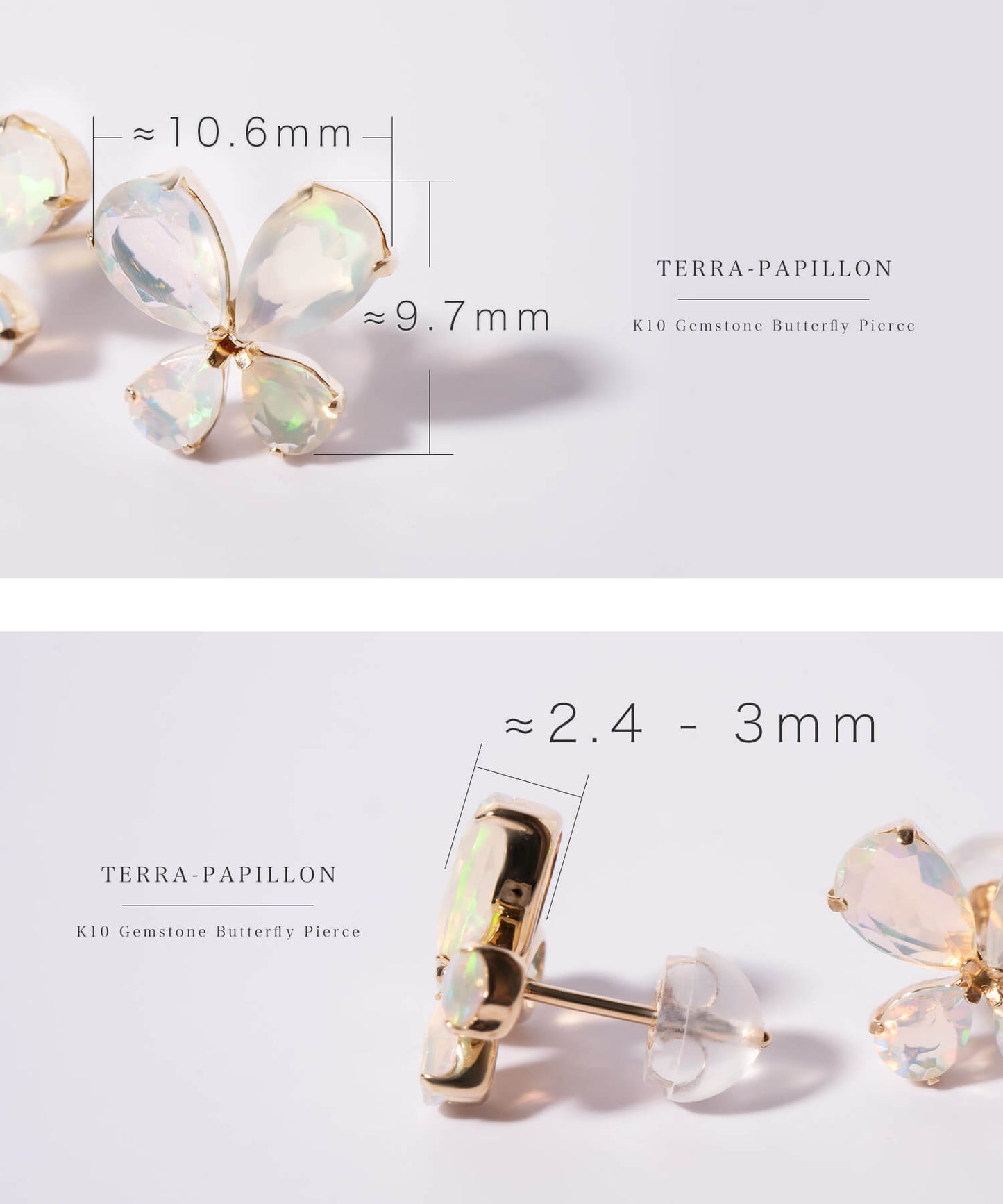 K10 Gemstone Butterfly Earring | TERRA-PAPILLON-PE