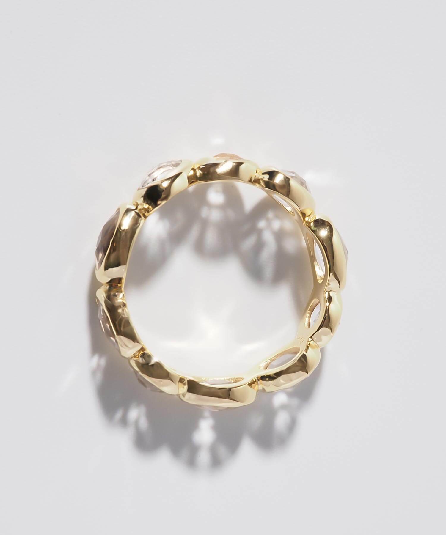 18K Gold Plated Sterling Silver White Quartz Eternity Gemstone Ring | ANTHEIA CRYSTA