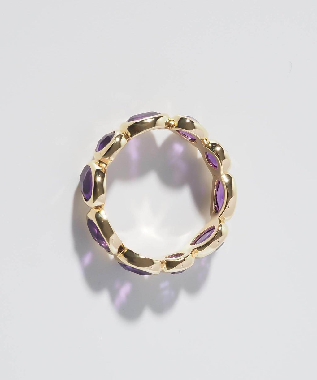 18K Gold Plated Sterling Silver Amethyst Eternity Gemstone Ring | ANTHEIA VIOLA