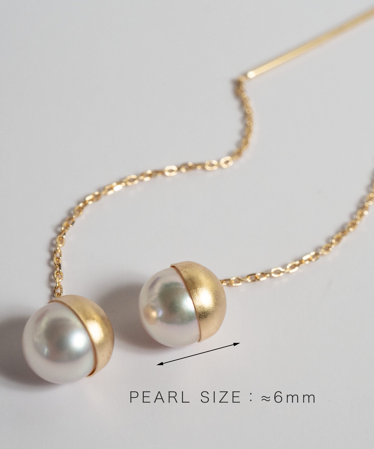 18K Gold Elegant Pearl Chain Earrings | PRENDOR HAPA