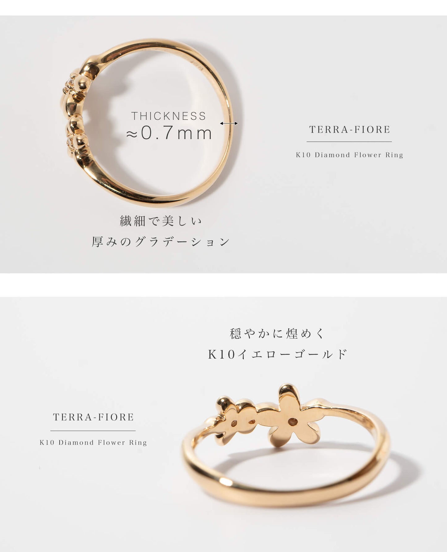 K10 Diamond Flower Ring | TERRA-FIORE RING
