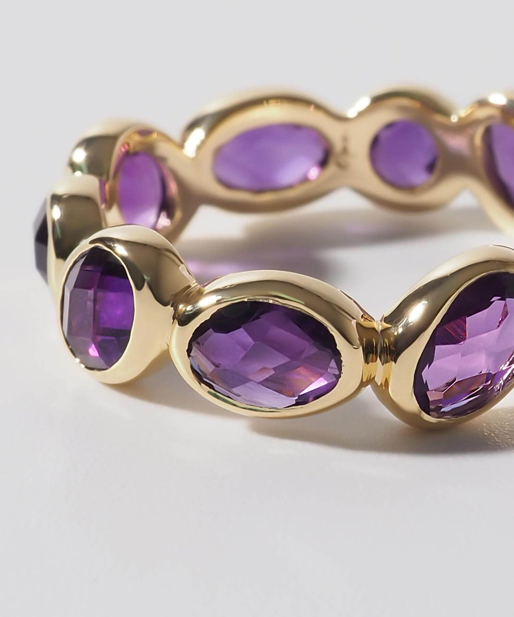 18K Gold Plated Sterling Silver Amethyst Eternity Gemstone Ring | ANTHEIA VIOLA