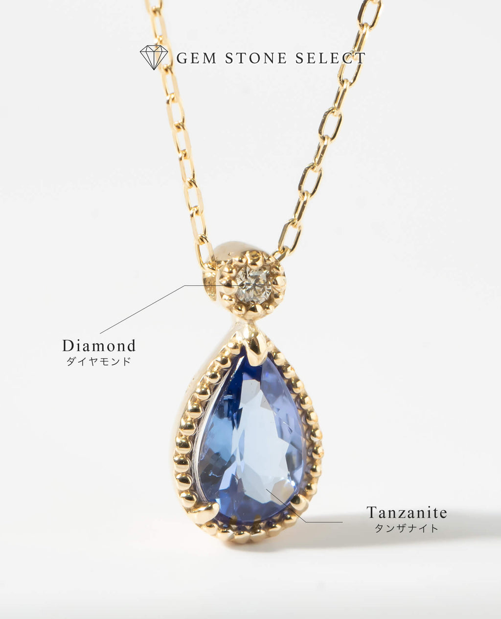 10K Gold Drop Gemstone Necklace | GLOA-SOLZE