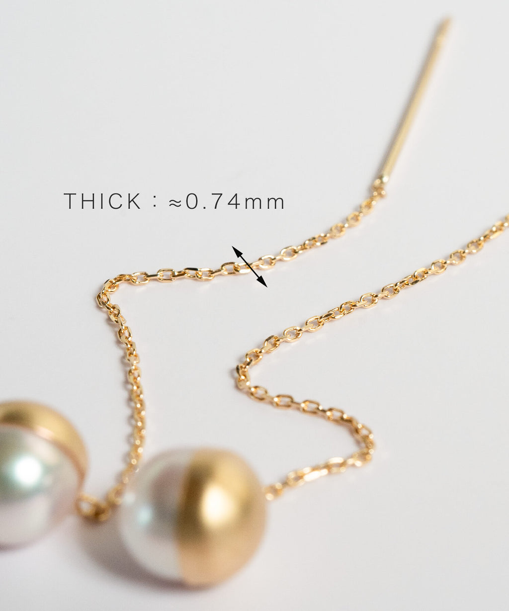 18K Gold Elegant Pearl Chain Earrings | PRENDOR HAPA
