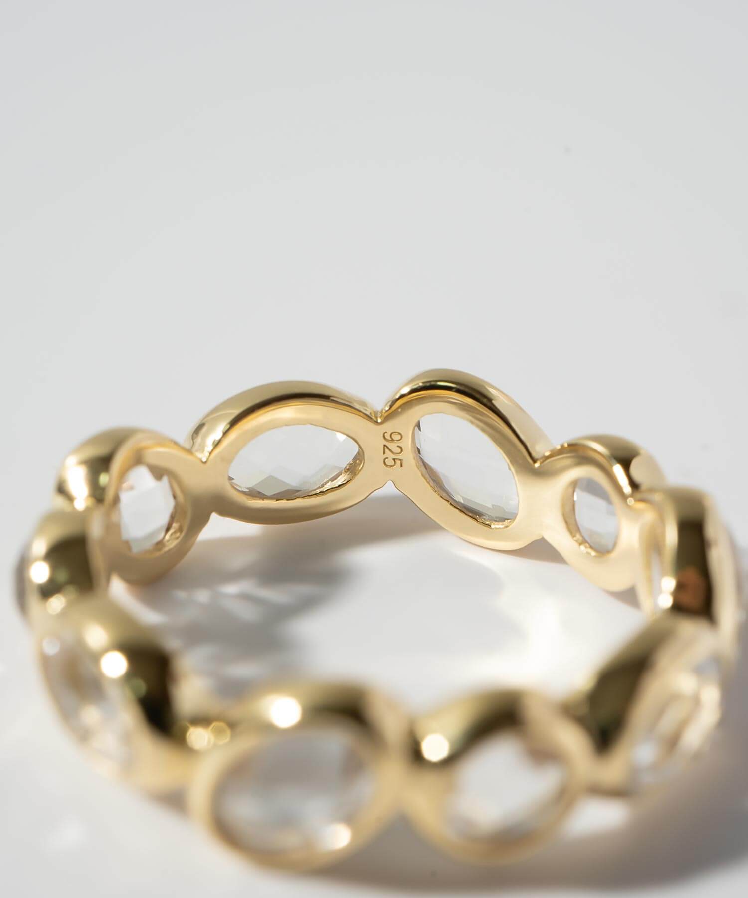 18K Gold Plated Sterling Silver White Quartz Eternity Gemstone Ring | ANTHEIA CRYSTA