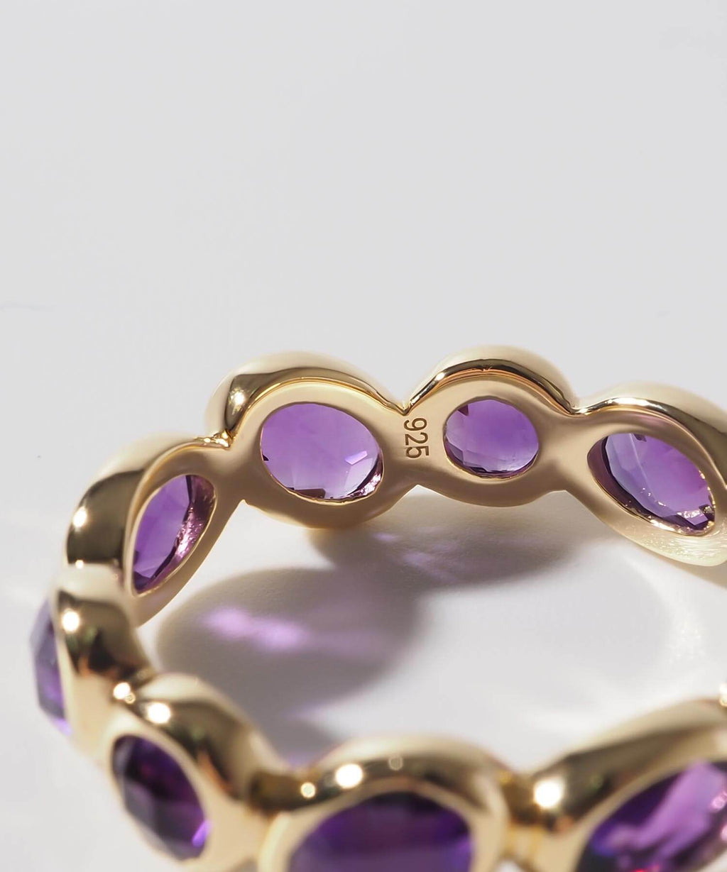 18K Gold Plated Sterling Silver Amethyst Eternity Gemstone Ring | ANTHEIA VIOLA