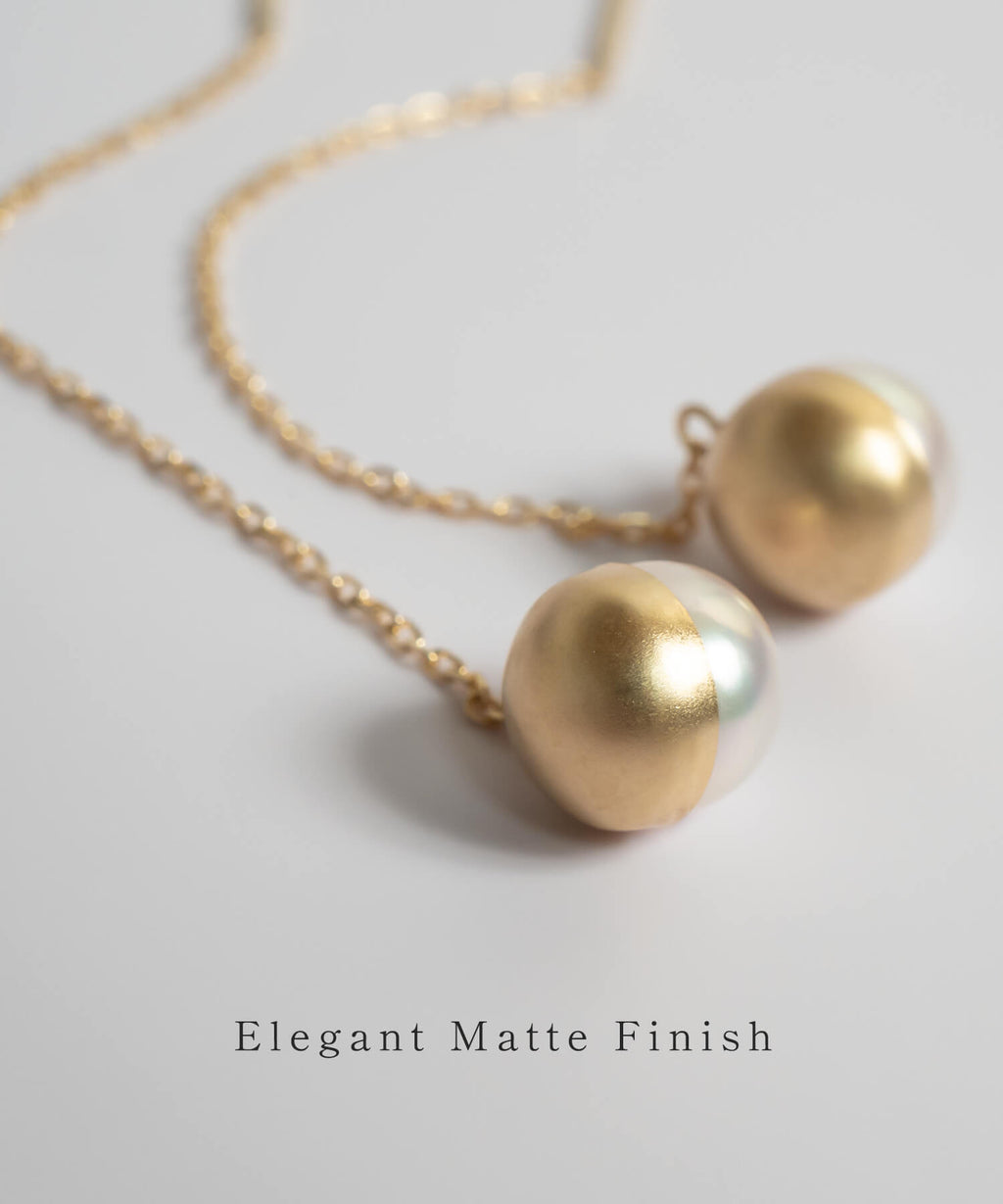 18K Gold Elegant Pearl Chain Earrings | PRENDOR HAPA