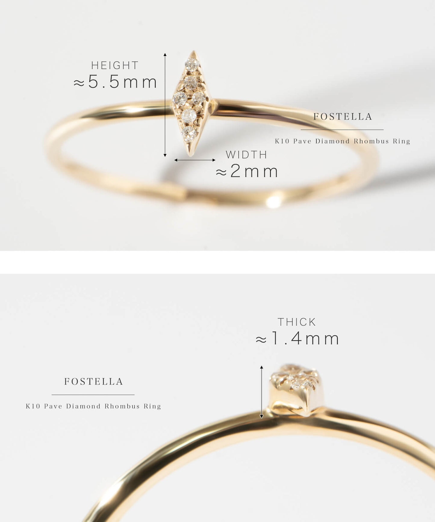 K10 Pave Diamond Rhombus Ring | FOSTELLA RING