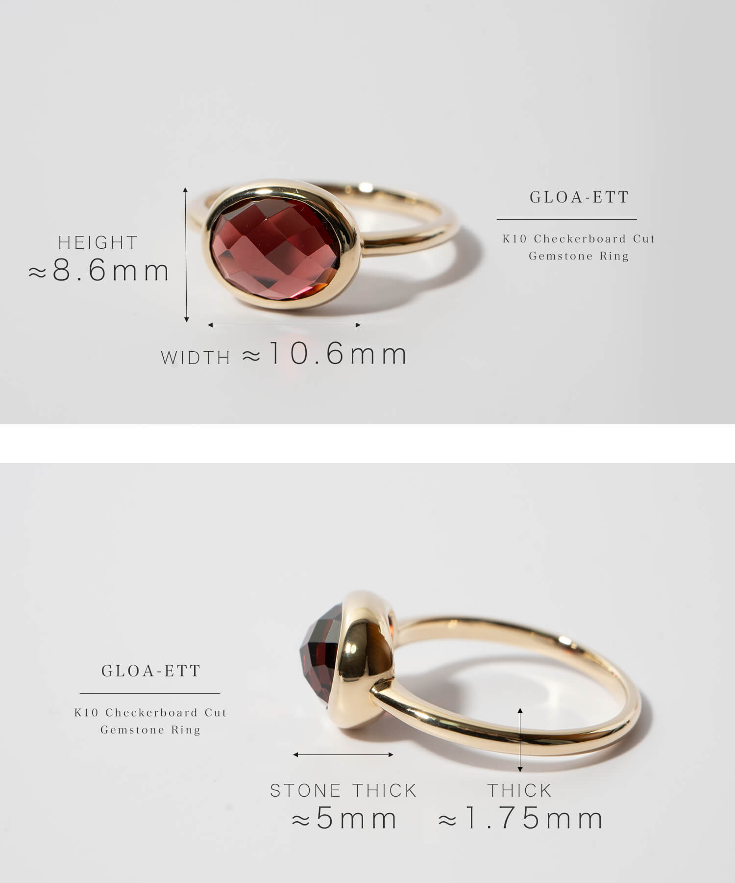 Checkerboard Cut Gemstone Ring | GLOA-ETT