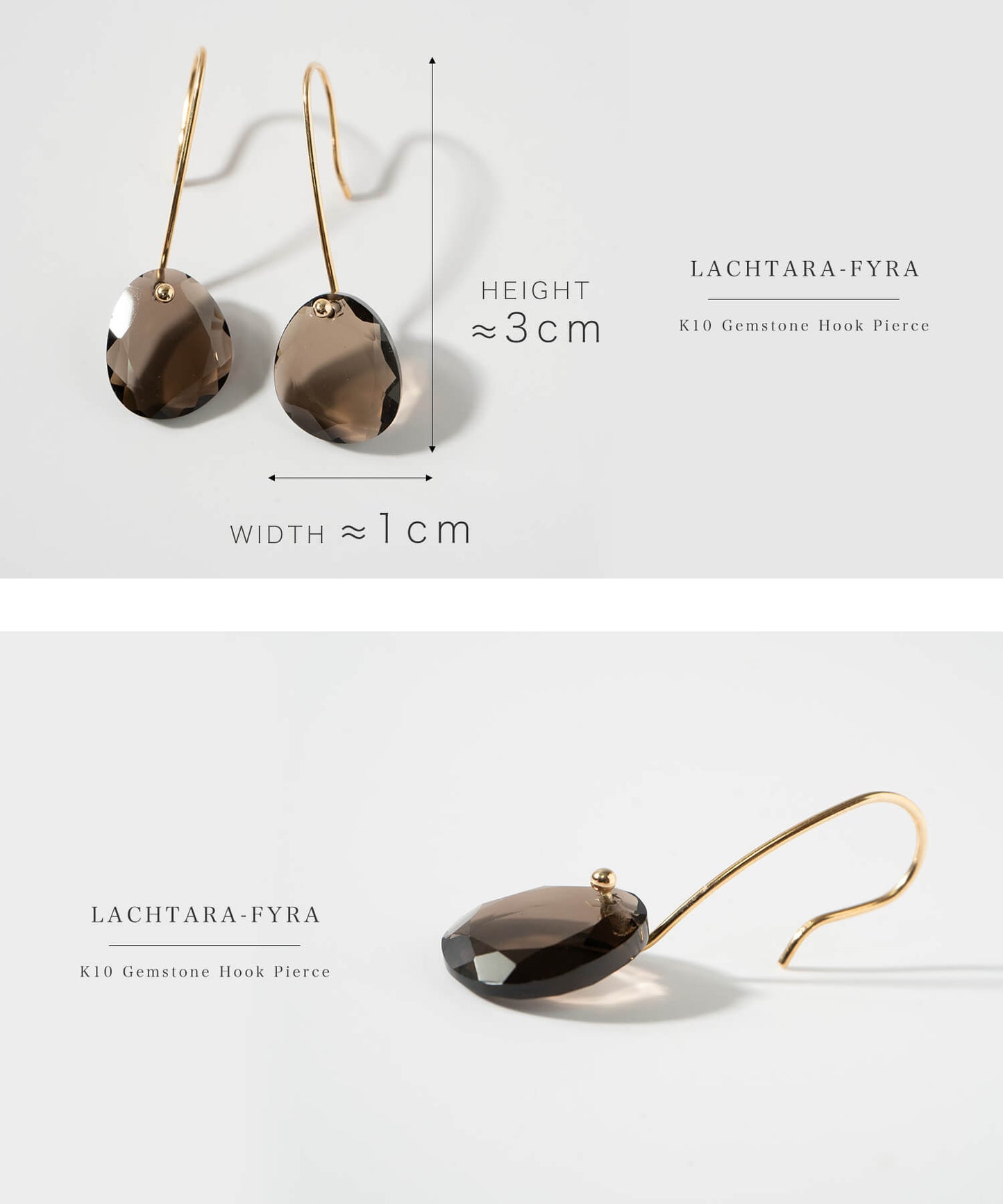 K10 Smoky Quartz Earrings | LACHTARA-FYRA PIERCE