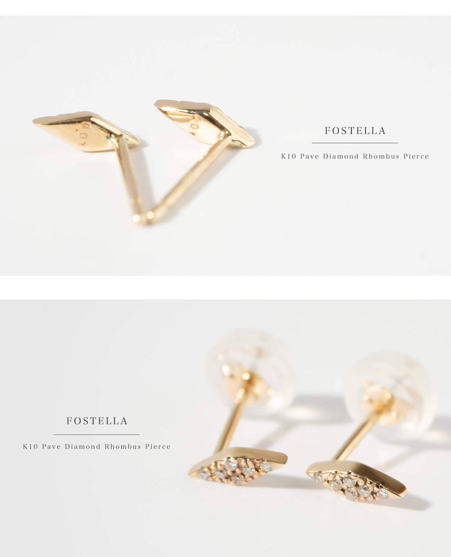 K10 Pave Diamond Rhombus Earrings | FOSTELLA PIERCE