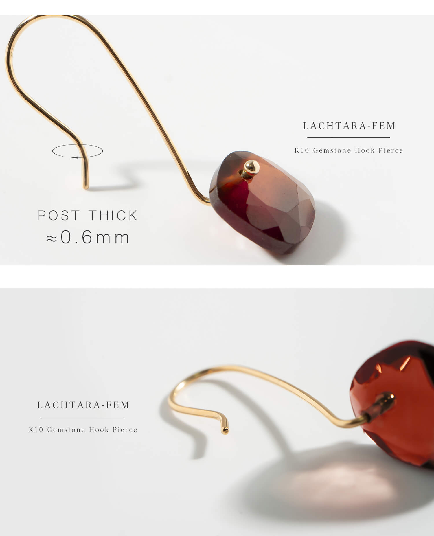 10K Gold Garnet Hook Earrings | LACHTARA-FEM