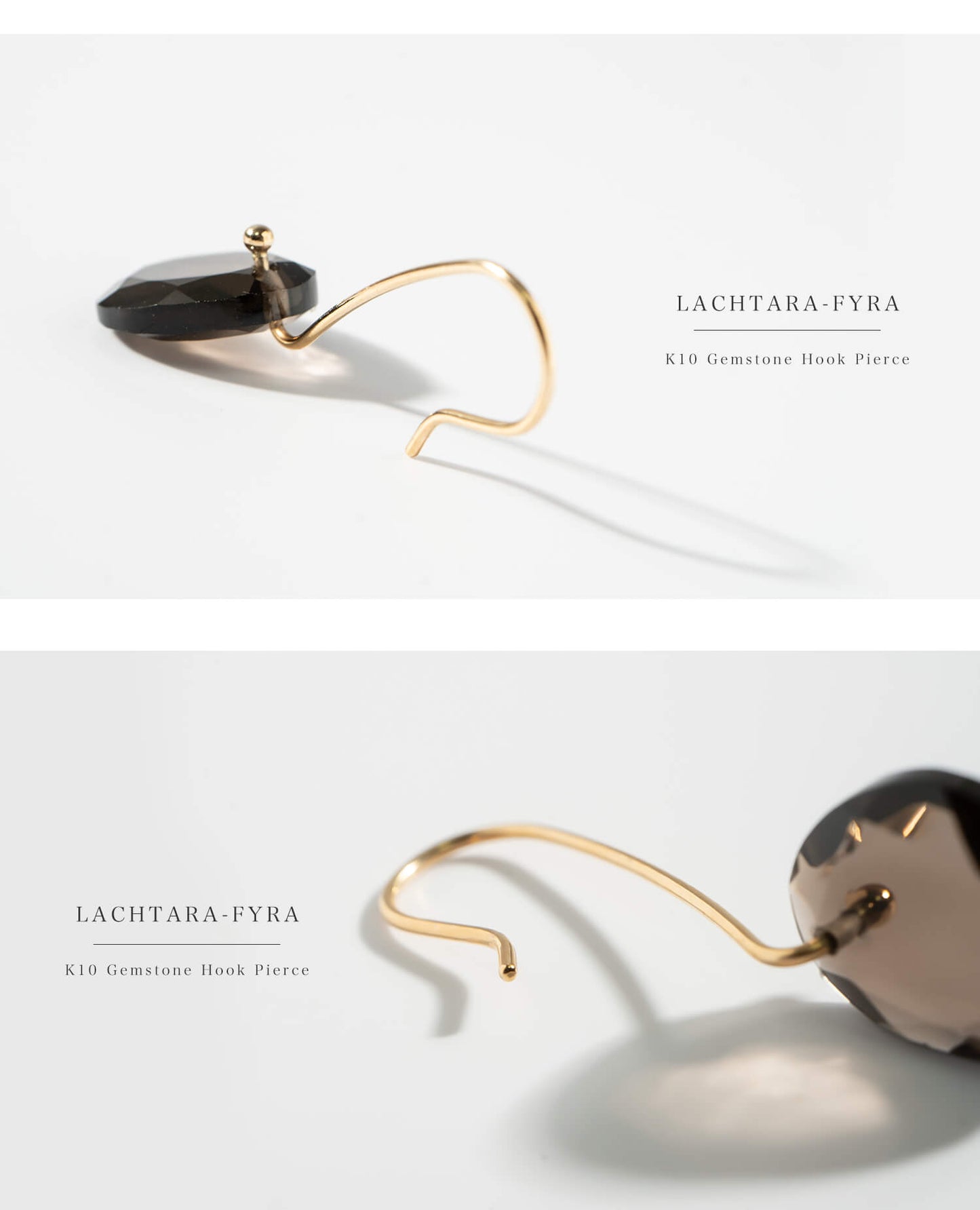 K10 Smoky Quartz Earrings | LACHTARA-FYRA PIERCE