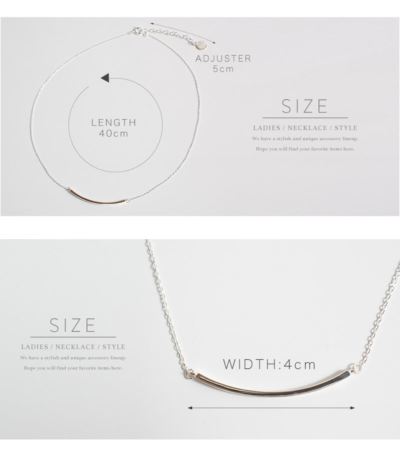 Silver925 Smile Line Bar Necklace | TIGO-NK