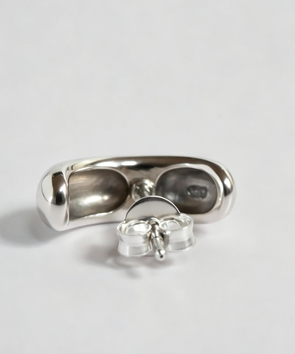 925 Sterling Silver Chubby Curve Bar Earrings | CUULLA