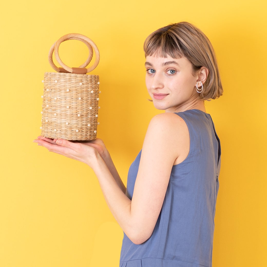 Pearl Beaded Woven Bag | DILI