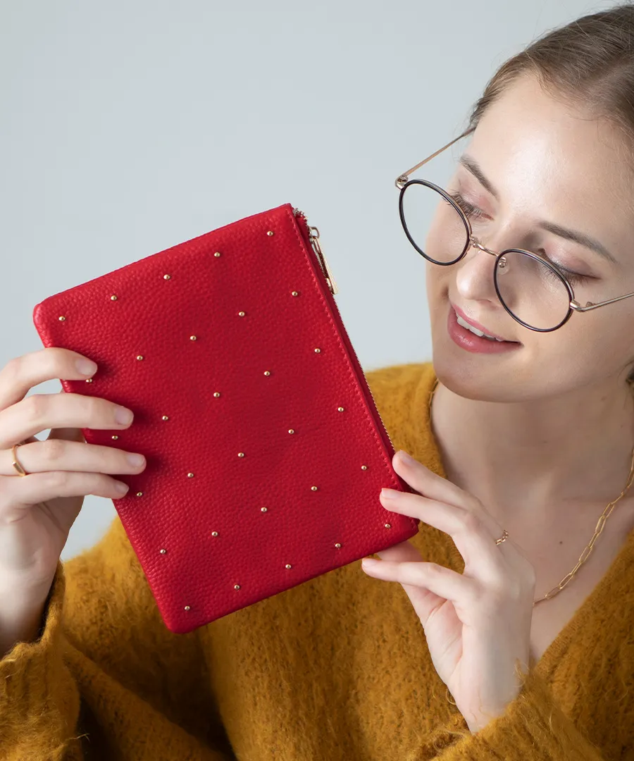 Studs Leather Pouch | DOT LEATHER POUCH M