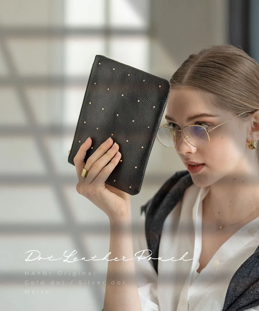 Studs Leather Pouch | DOT LEATHER POUCH M