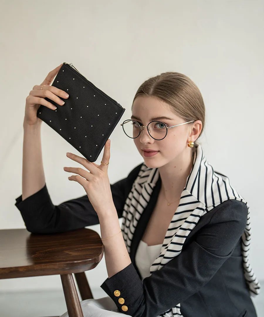 Studs Leather Pouch | DOT LEATHER POUCH M