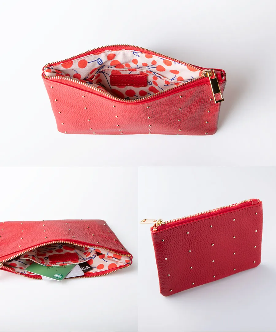 Studs Leather Pouch | DOT LEATHER POUCH M