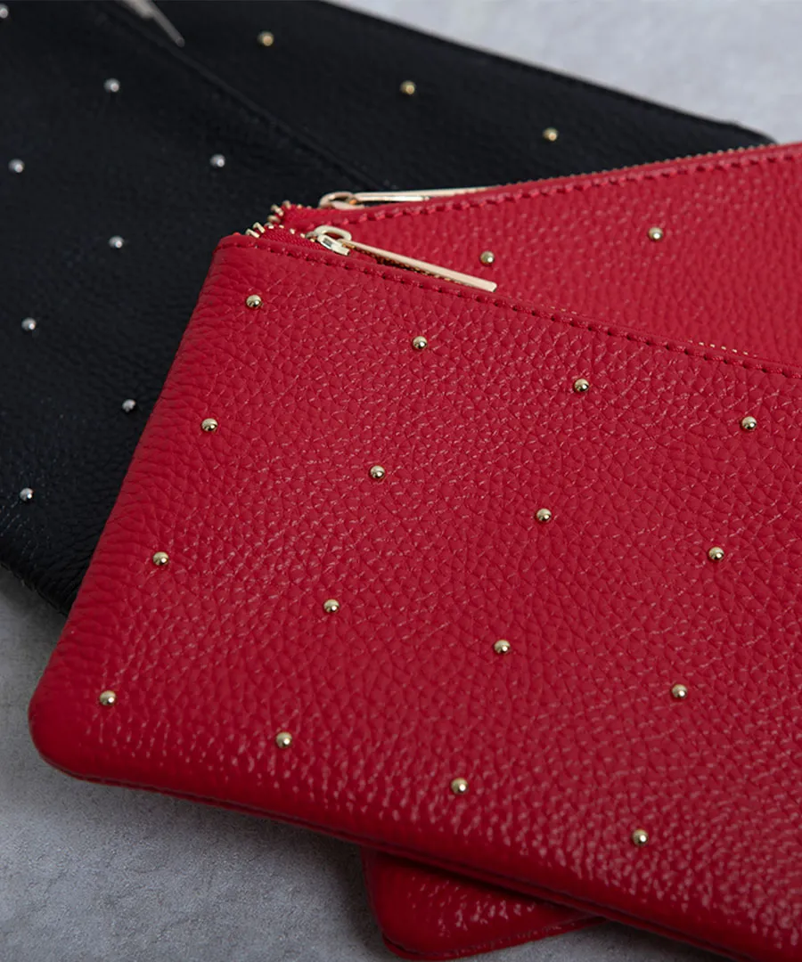 Studs Leather Pouch | DOT LEATHER POUCH M