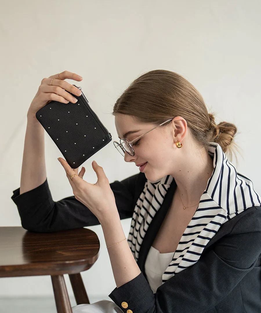 Studs Leather Pouch | DOT LEATHER POUCH S