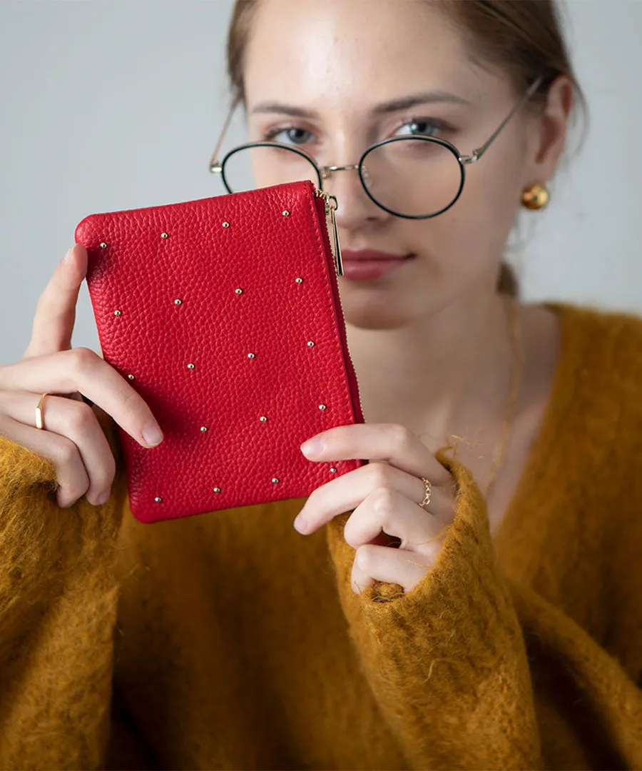 Studs Leather Pouch | DOT LEATHER POUCH S