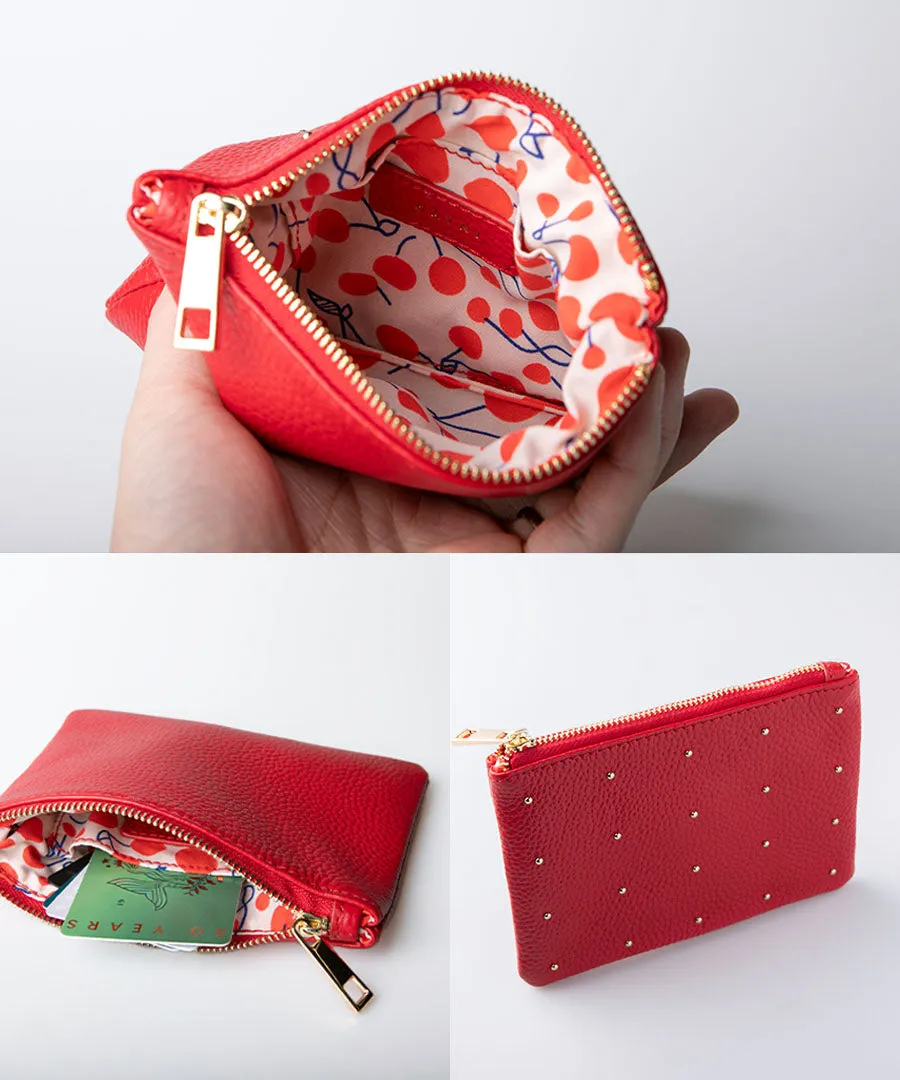 Studs Leather Pouch | DOT LEATHER POUCH S