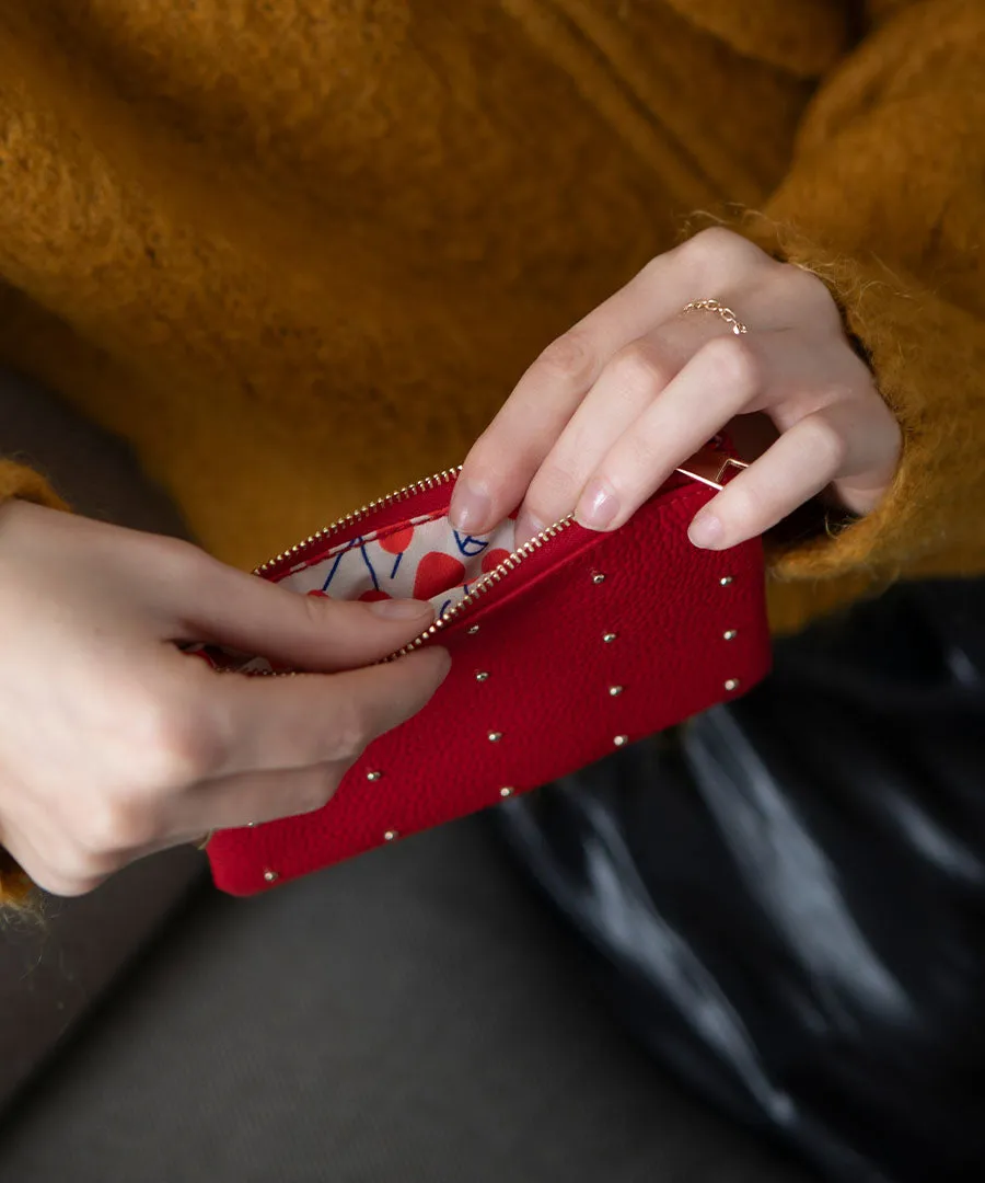 Studs Leather Pouch | DOT LEATHER POUCH S