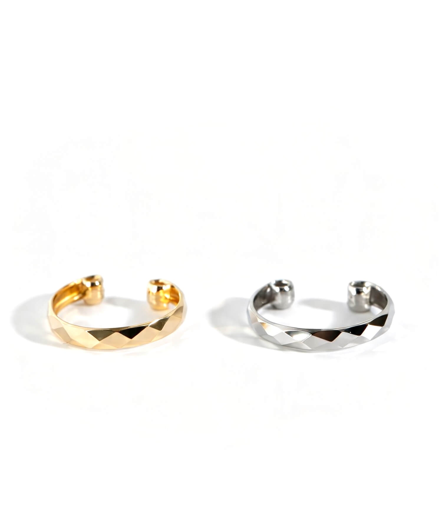 18K Gold & Platinum Faceted Ear Cuff | EDRA