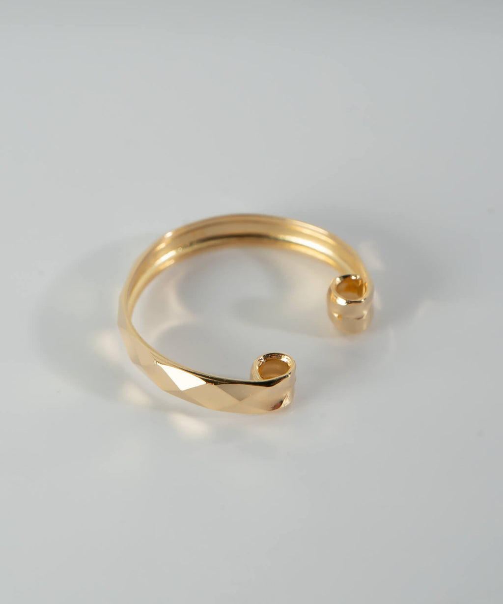 18K Gold & Platinum Faceted Ear Cuff | EDRA
