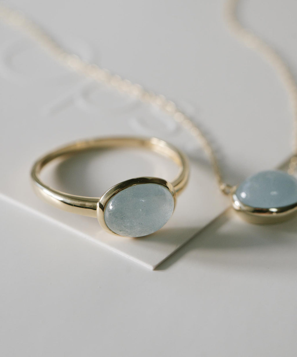 10K Gold Oval Gemstone Ring | ELIA-TRE