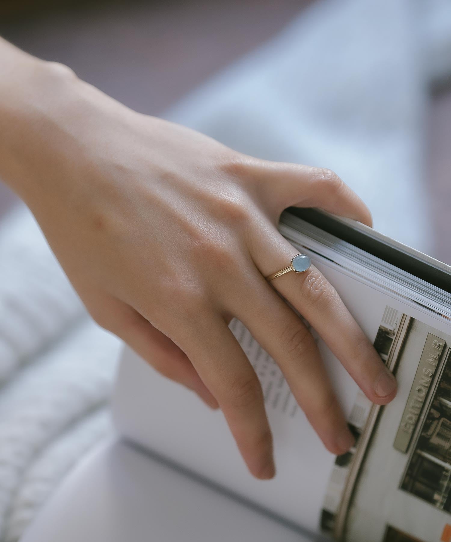 10K Gold Oval Gemstone Ring | ELIA-TRE