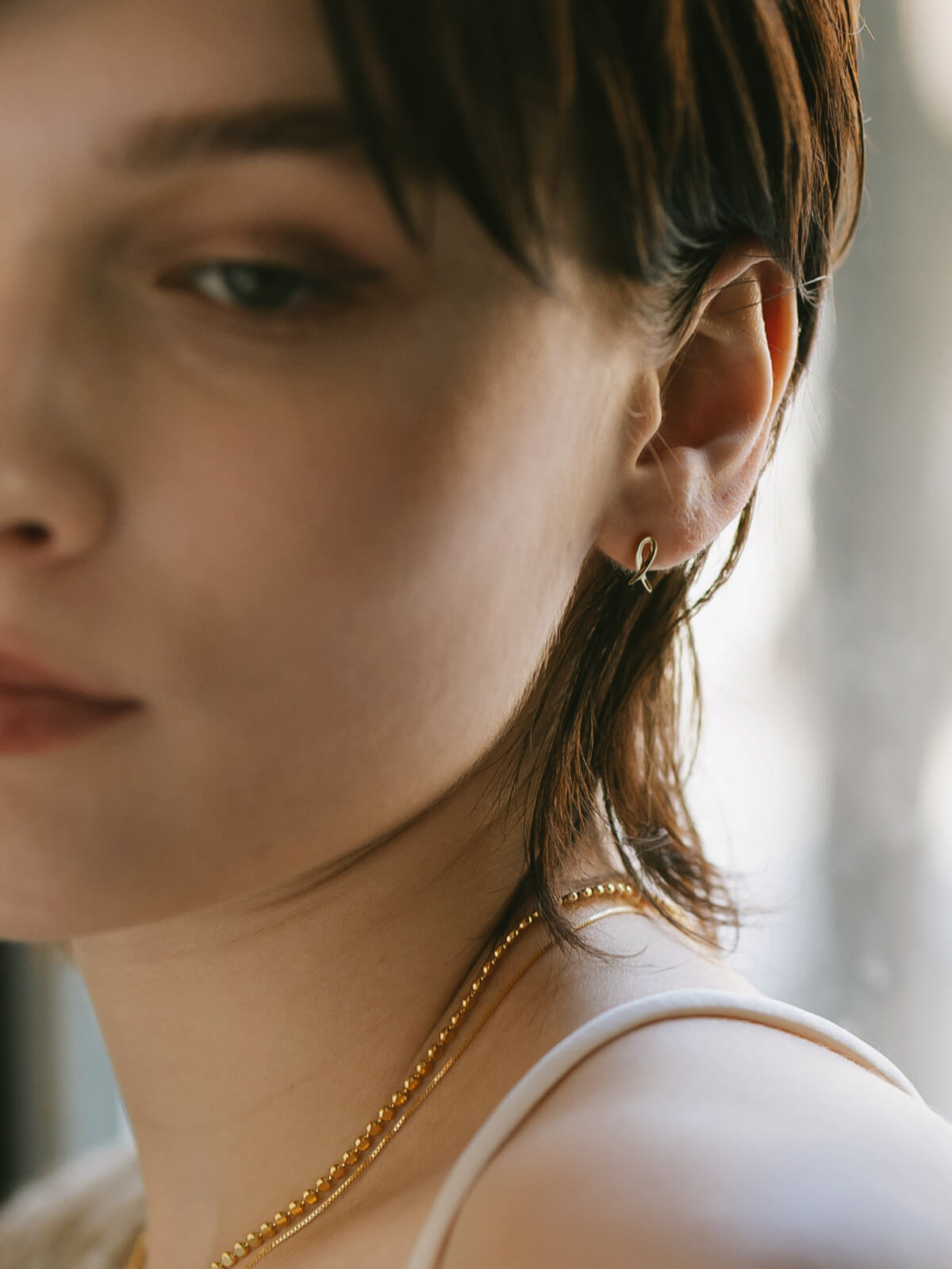 18K Gold Tiny Ribonetto Earrings | ELPIA