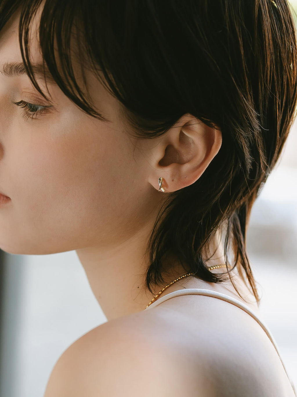 18K Gold Tiny Ribonetto Earrings | ELPIA