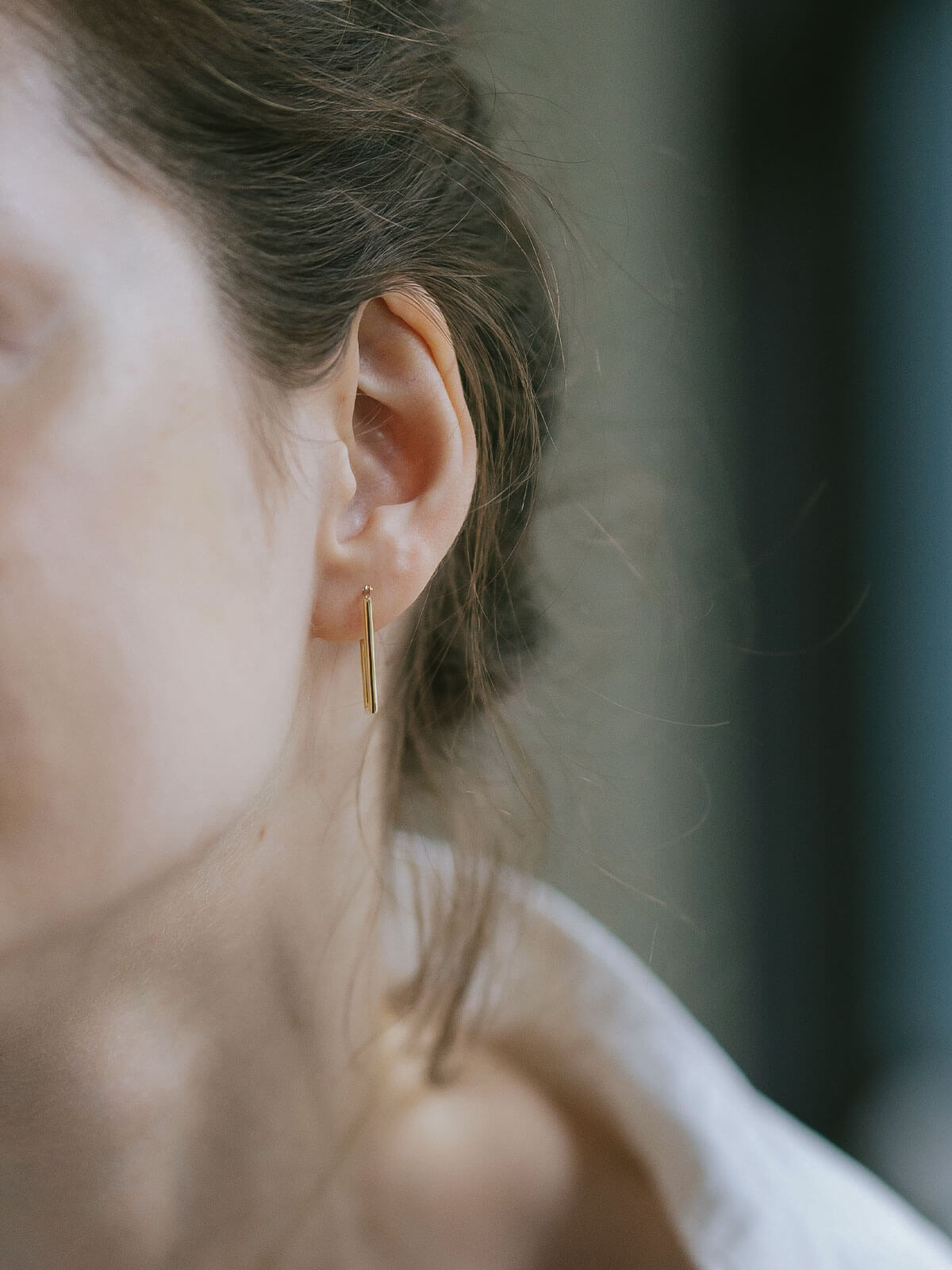 K18 Sharp Lines Minimal Rectangle Hoop Earrings | ELPOTA-PE