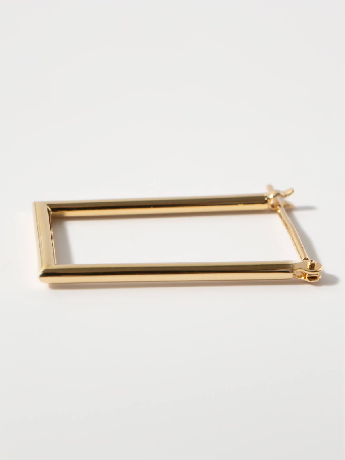 18K Gold Sharp Lines Minimal Rectangle Hoop Earrings | ELPOTA