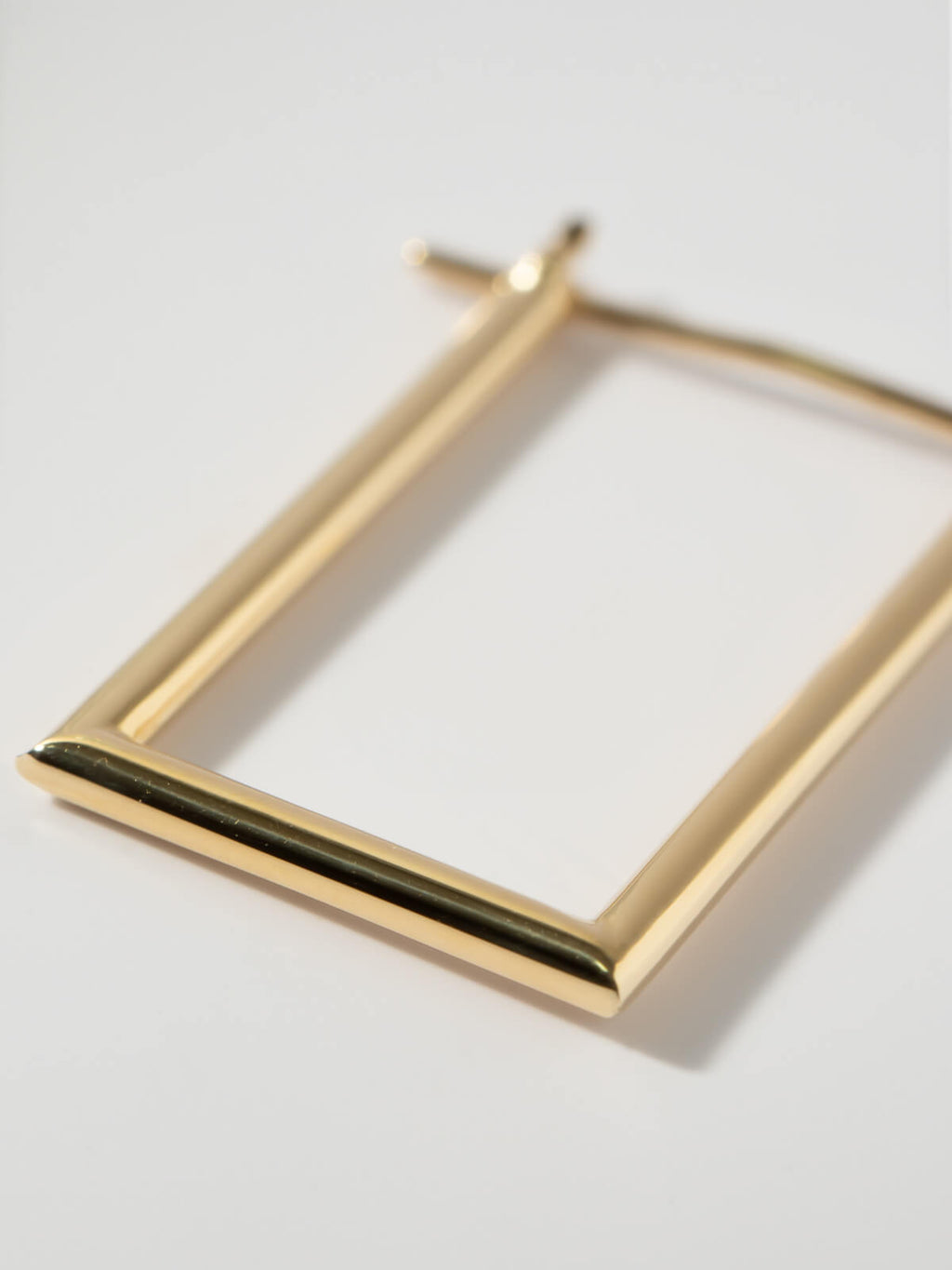 18K Gold Sharp Lines Minimal Rectangle Hoop Earrings | ELPOTA