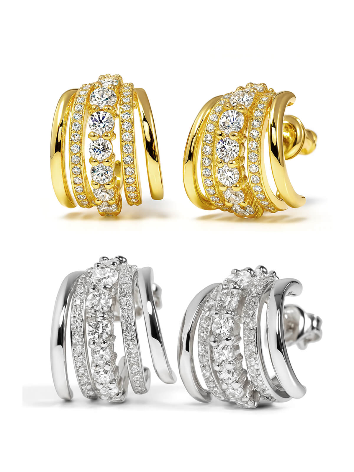 18K Gold Plated Sterling Silver Cascadea Glint Earrings | ELUNA-LUCE