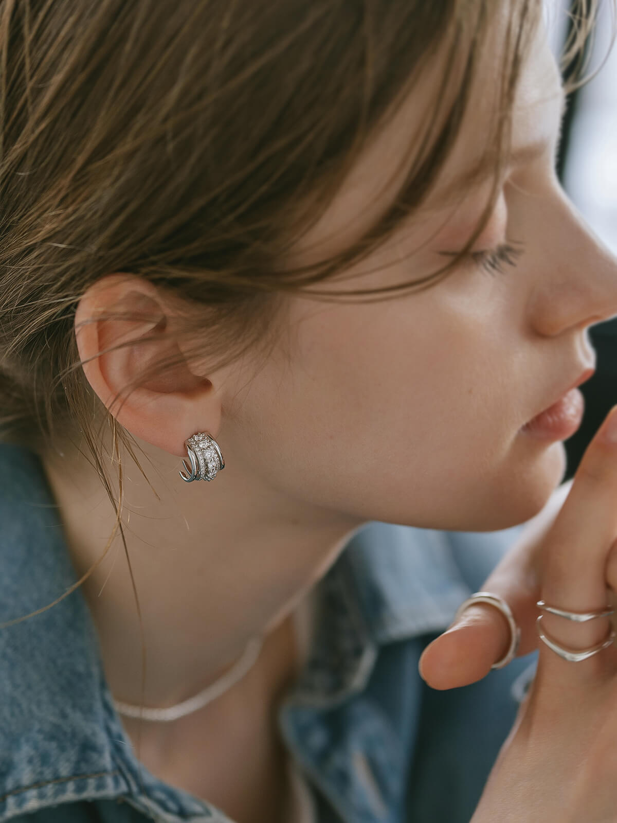 Silver925 Cascadea Glint Earrings | ELUNA-LUCE PIERCE