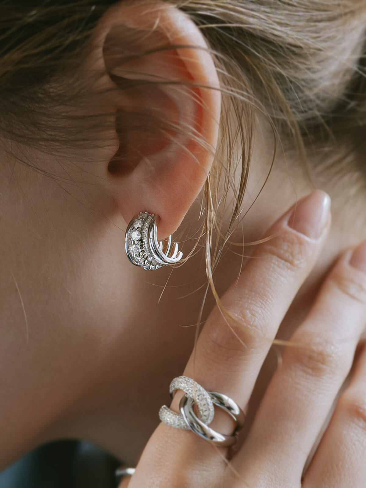 Silver925 Cascadea Glint Earrings | ELUNA-LUCE PIERCE