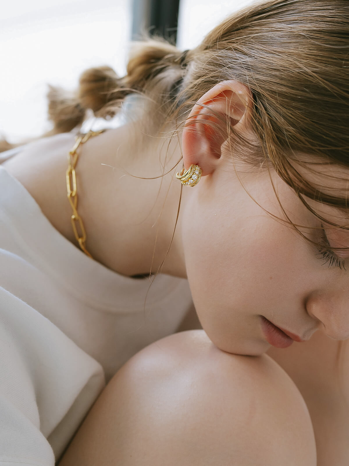 18K Gold Plated Sterling Silver Cascadea Glint Earrings | ELUNA-LUCE